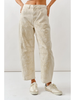 EMBROIDERED DETAIL COTTON BARREL PANTS