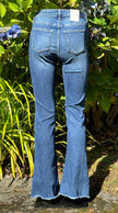 Elevate your wardrobe with our Mid rise Slim Flare Denim Jeans, designed to blend comfort and style effortlessly. Crafted from premium denim, these jeans feature a flattering mid rise waist that sits just above the hips, providing a perfect fit for all-day wear. The slim flare leg offers a contemporary twist, gently flaring out from the knee for a stylish silhouette that elongates the legs.
Agatha Mid Rise Jean   Back