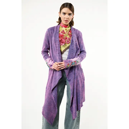 Traveling shawl set purple wash front