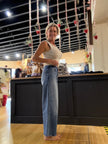 High Rise Wide Leg Crop W Back Lace Detail