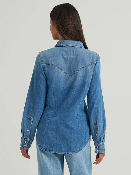 Iconic Western Snap Light Denim Shirt back