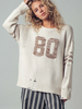 Relaxed Knit Pullever with Varsity Number Detail