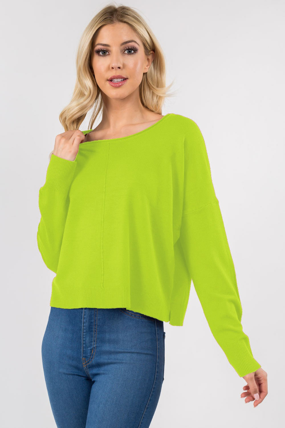 Natalie Round Neck Front Seam Sweater Cabbage