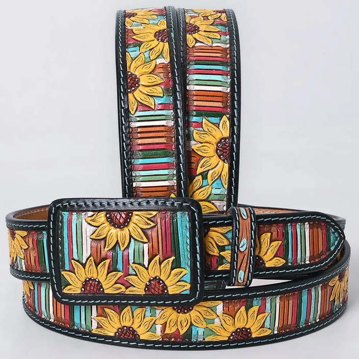 Tooled Sunflower & Serape Western Belt