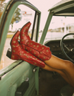 Black Star Women's Marfa Star Inlay Studded Boot red profile model