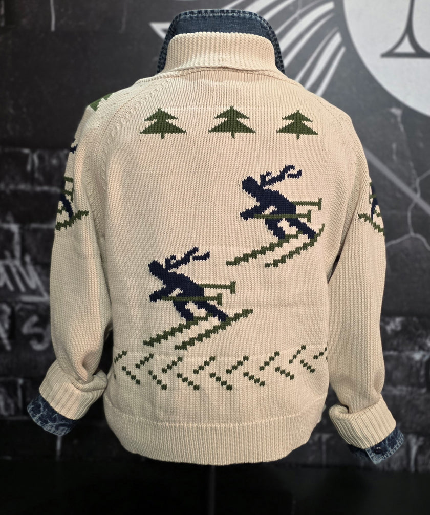 Ski Zip Cardigan ivory multi back