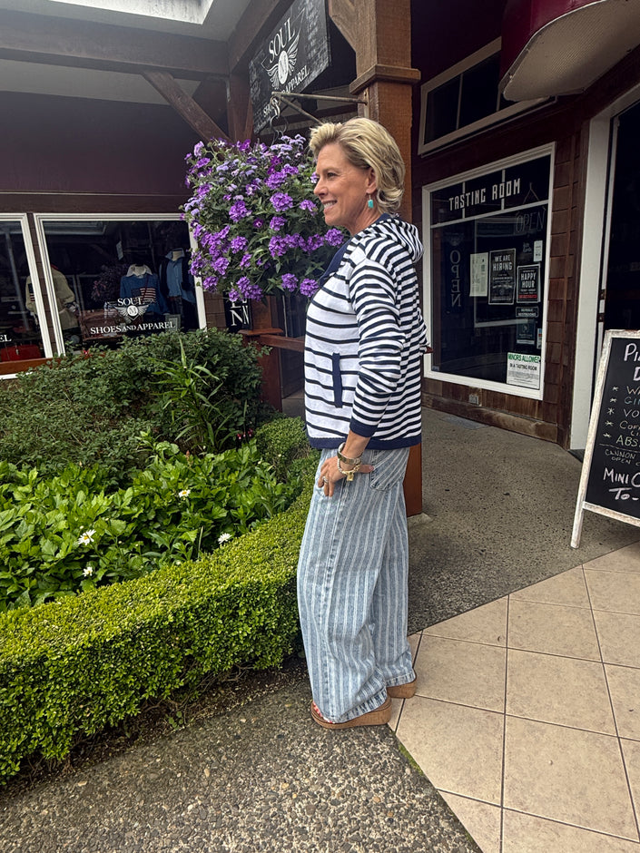 Judy Multi Stripe Hoodie, marine-side