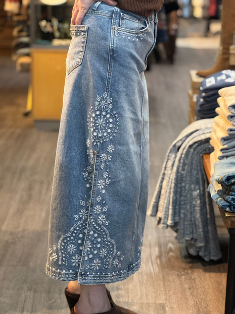 Spring Snow Denim Skirt side