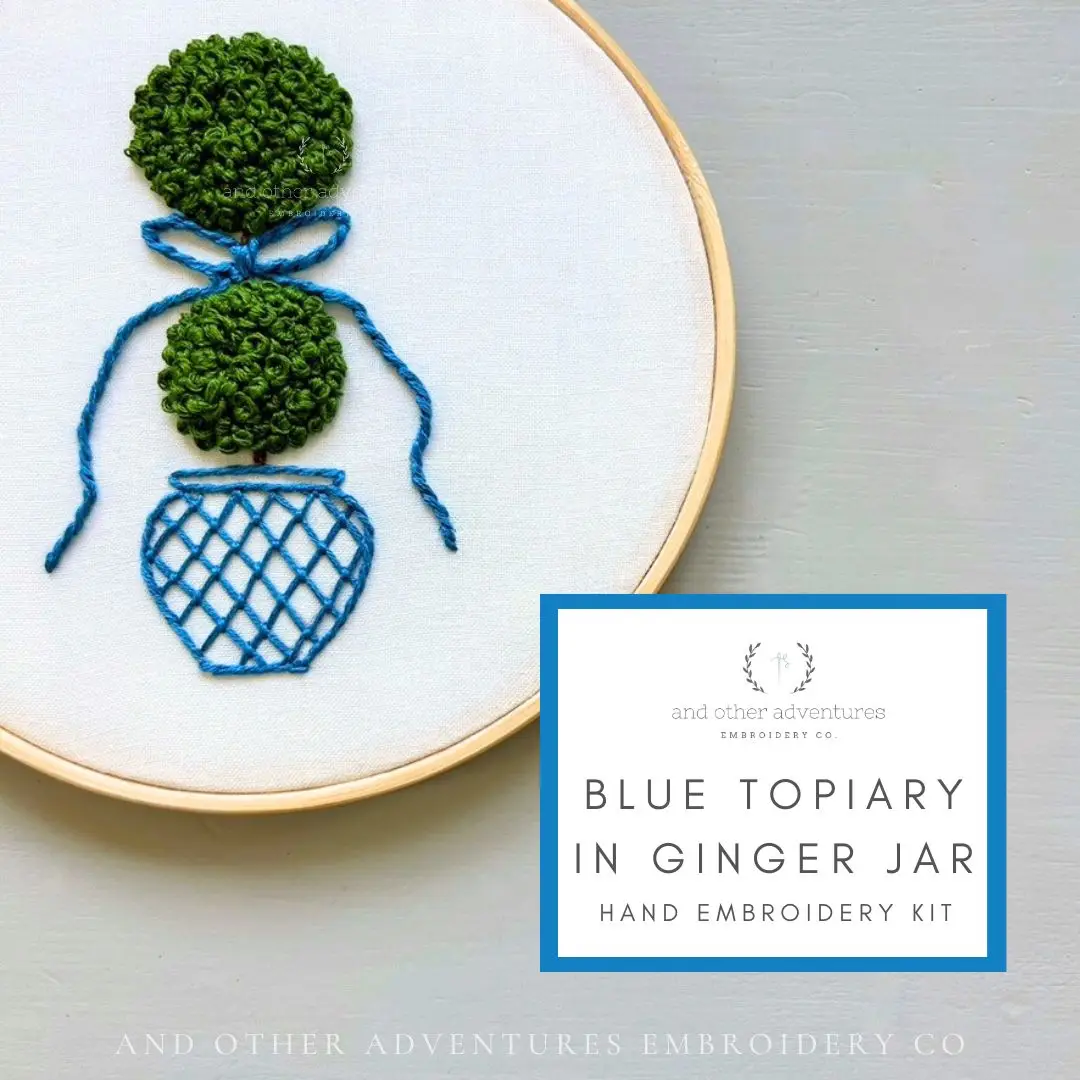 Blue Topiary in Ginger Jar