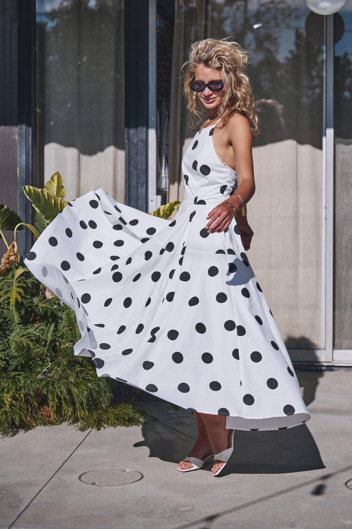 Ginny Polka dot halter Dress, black/white-side