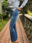 Spring Bloom Mid Rise Bootcut Jeans left leg