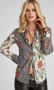 INDIGO TRELLIS MIX BUTTON DOWN SHIRT