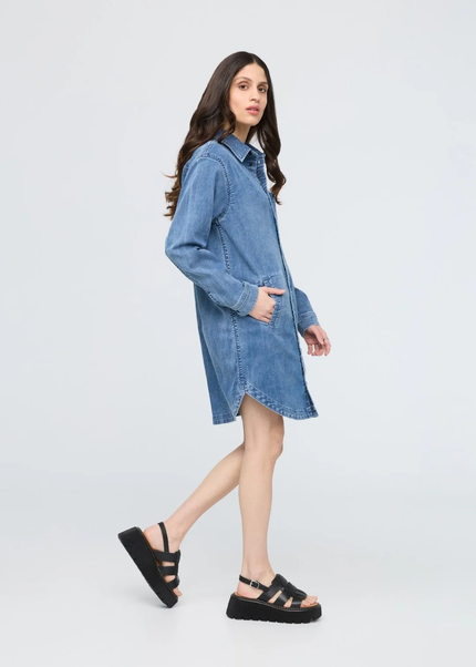 Women's Performance Denim Lite Shirt Dress side
