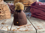 Cable Ribbed Knit Pom Beanie