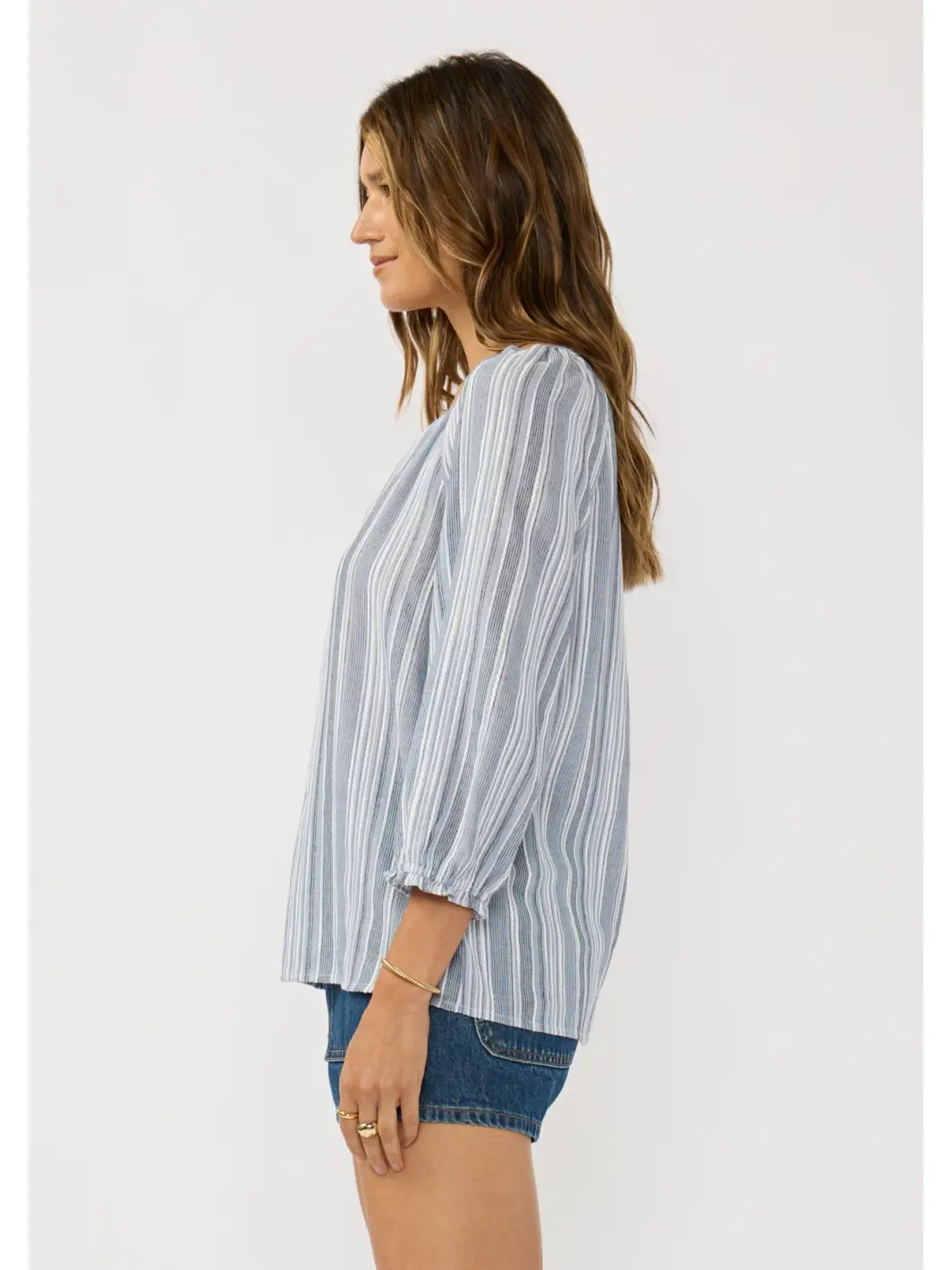  Phillis Split Neck Stripe Blouse side