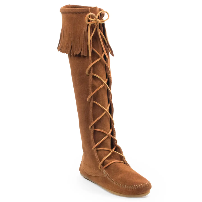 Women's Festival Favorite Knee High Fringe Suede Lace Boots