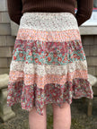 MULTI FLORAL PRINT MIX A-LINE MINI SKIRT multi back