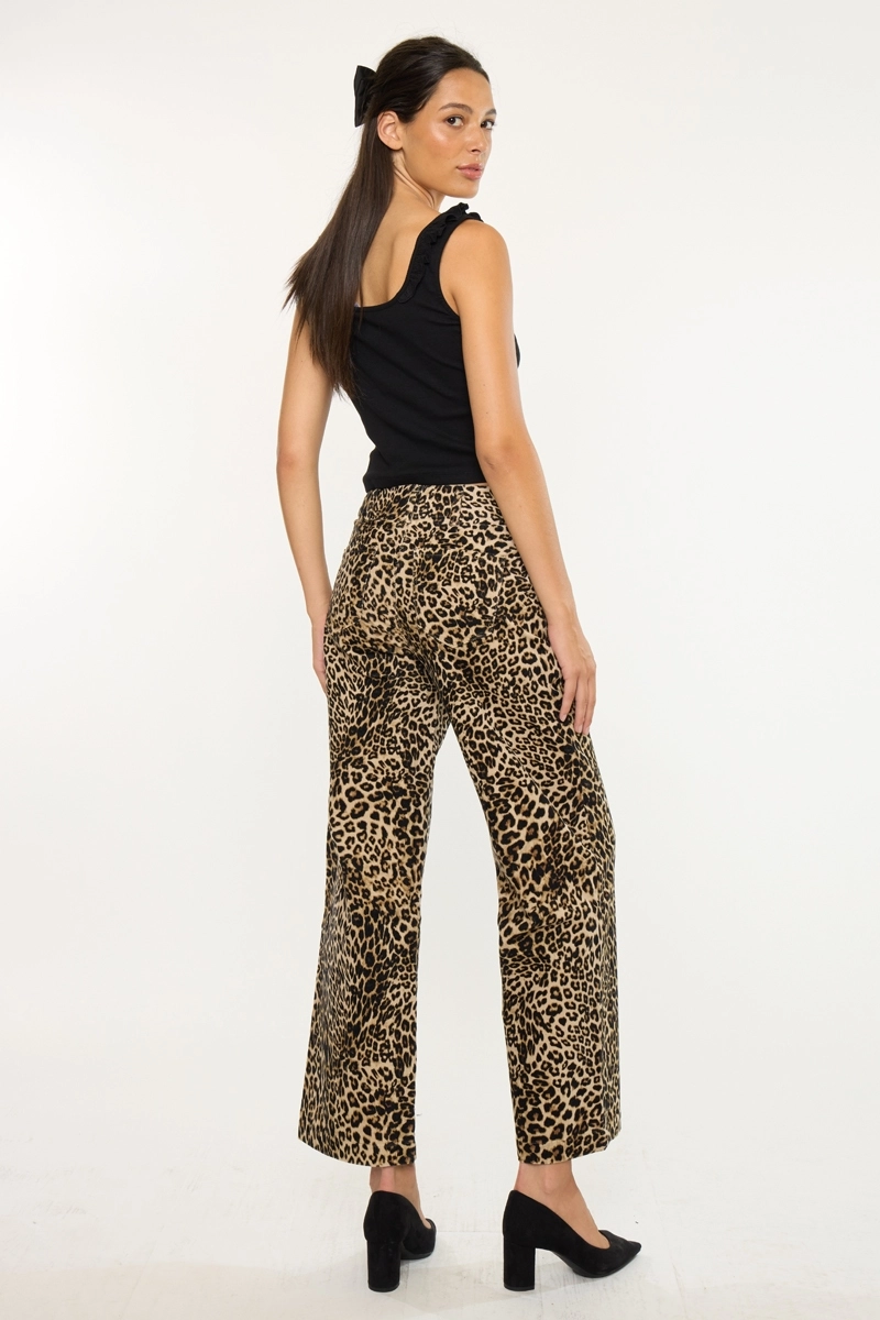 ULTRA HIGH RISE CORDUROY WIDE LEG leapard back