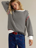Striped Crewneck Knit Sweater | Loose Fit Pullover Top