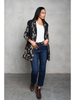 HEAVY TWILL COAT W/ SCROLL FLORAL EMB
