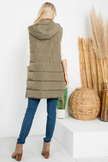 River Long Hoodie Puffer Vest W Hood | Olive