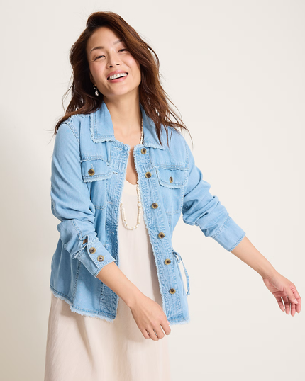 Chambray O'lei Utility Jacket, light wash-front