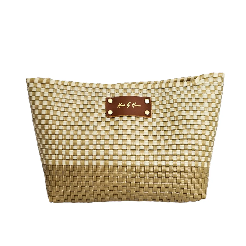 Bella Woven Clutch Ivory Gold