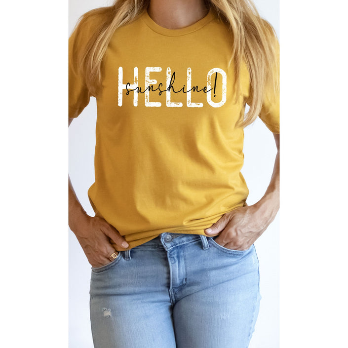 Vintage Hello Sunshine Graphic Tee Heather Mustard