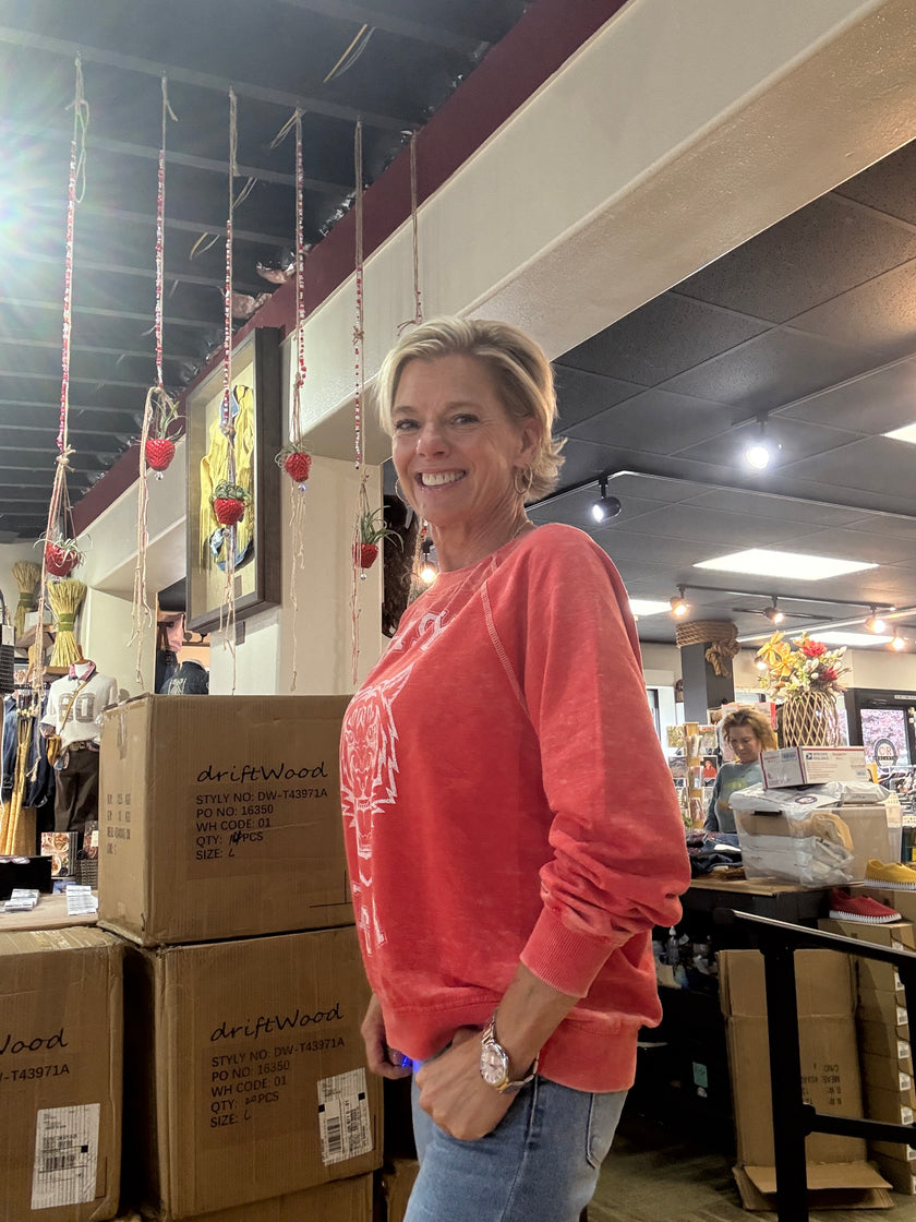 Recycled Karma Easy Tiger LS Burnout Sweatshirt | paprika side