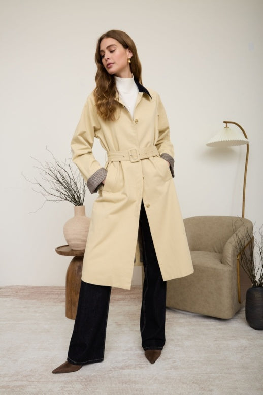 Contrast Collar Coat