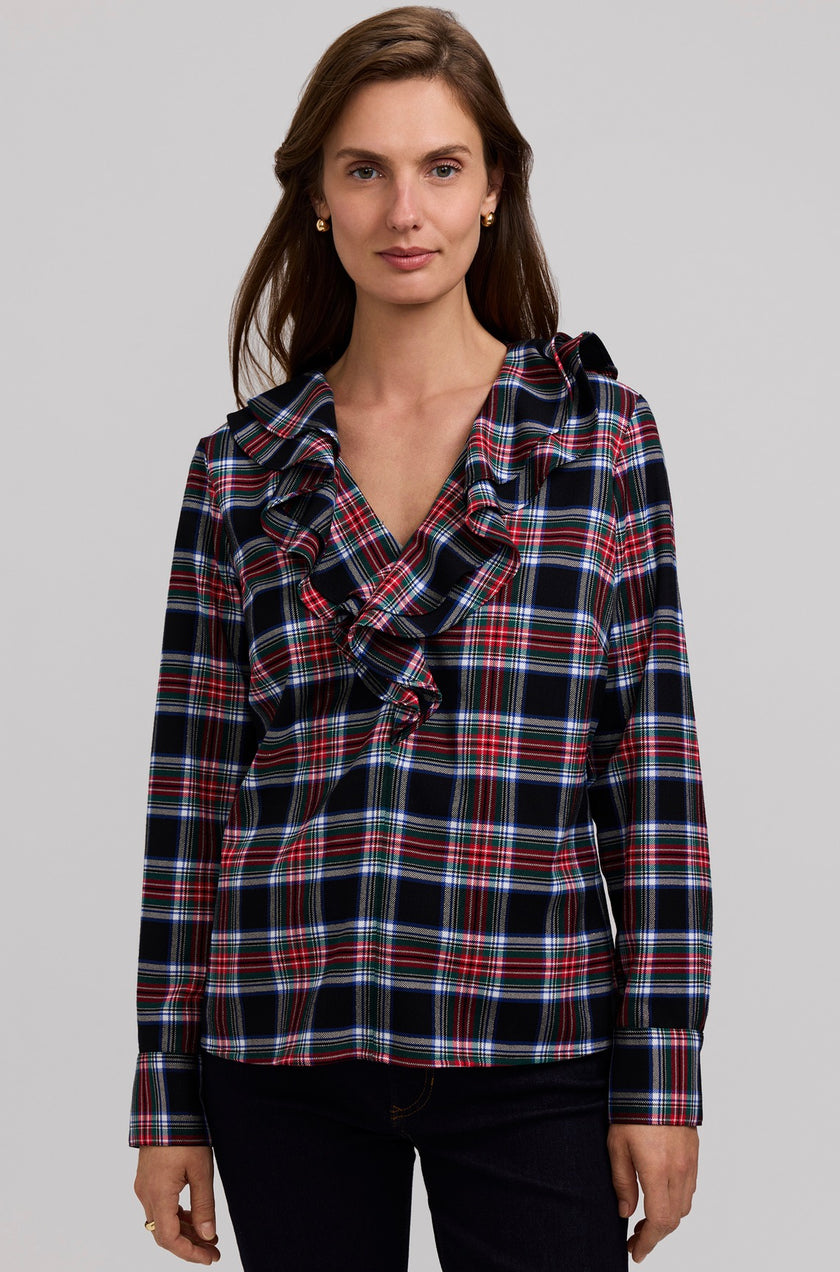 Sandy LS Plaid Blouse