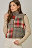 Janet Mixed Puffer Vest, brown-front