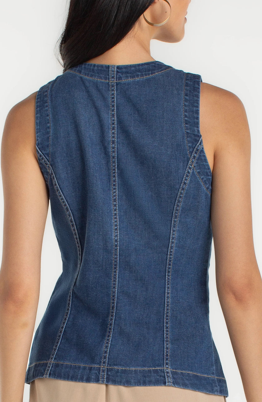 Crew Neck Split Front Vest