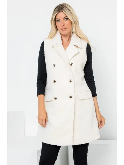 Curly Textured Wool Double Breasted Vest