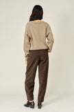 Wool Blended Plaid Placket Sweater Cardigan
