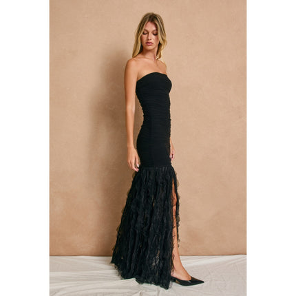 Eternal Ridges Ruched Metallic Mesh Dress