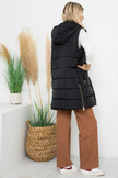 River Long Hoodie Puffer Vest W Hood | Black