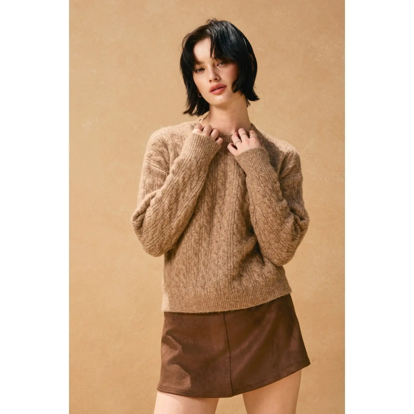 Cable Knit Crew Neck Sweater