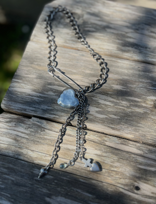 Paula Safety Pin Necklace heart