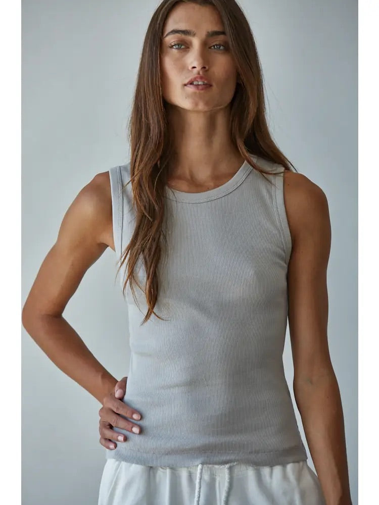 Knit Ribbed Round Neck Tank