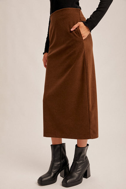Brushed Textured Midi Skirt