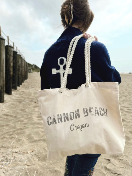 Cannon Beach, Oregon Tote W Rope Handle model