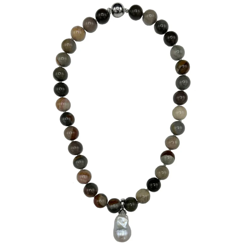 120-04-S| WARM AGATE QUARTZ W/ WILD PEARL DROP