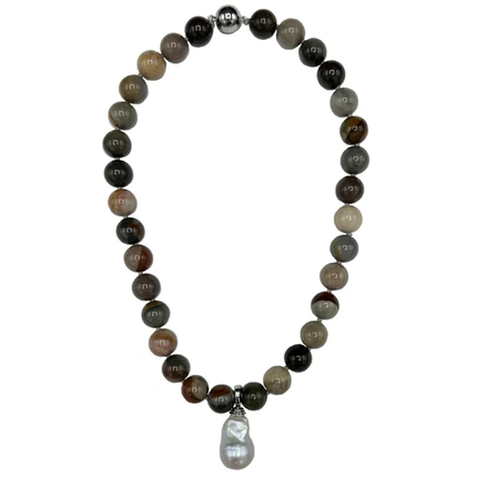 120-04-S| Warm Agate Quartz W/ Wild Pearl Drop