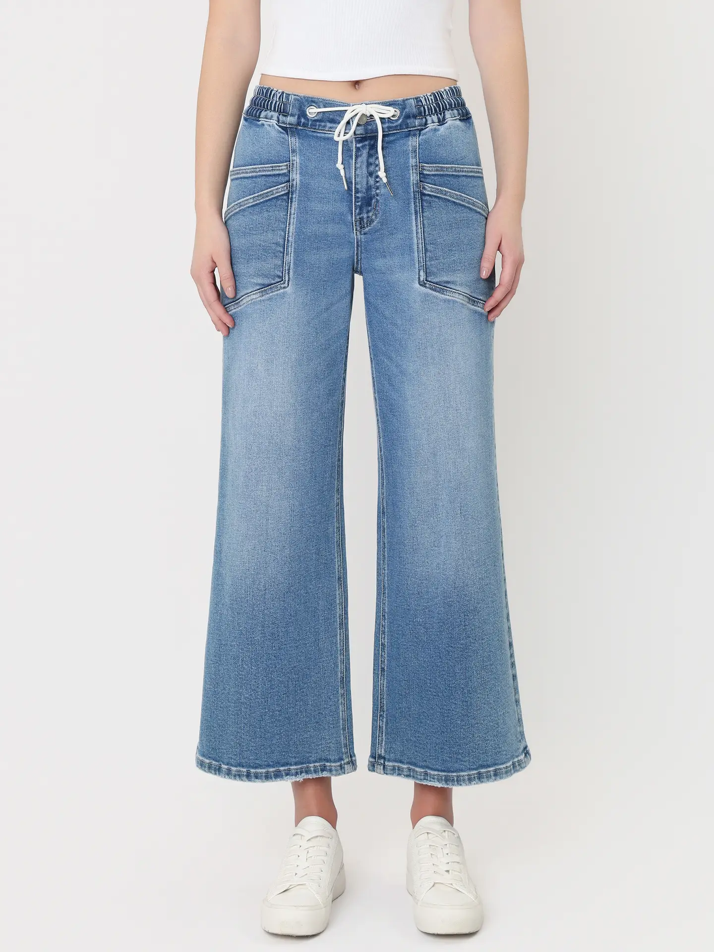 High Rise Drawstring Wide