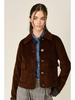 Cord Pocket Jacket with Plaid Cuffs front unbuttoned