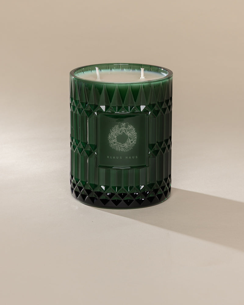 Klaus Haus Vintage Pattern Etched Double Wick Candle
