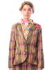 SEASON STATEMENT BLAZER olive plaid front