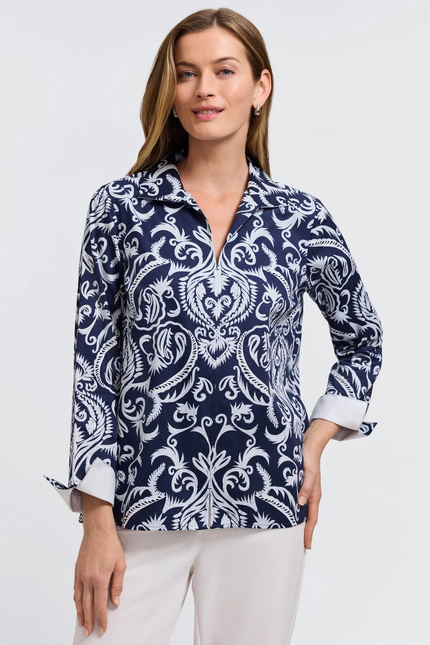 Agnes Printed Damask LS Popover front