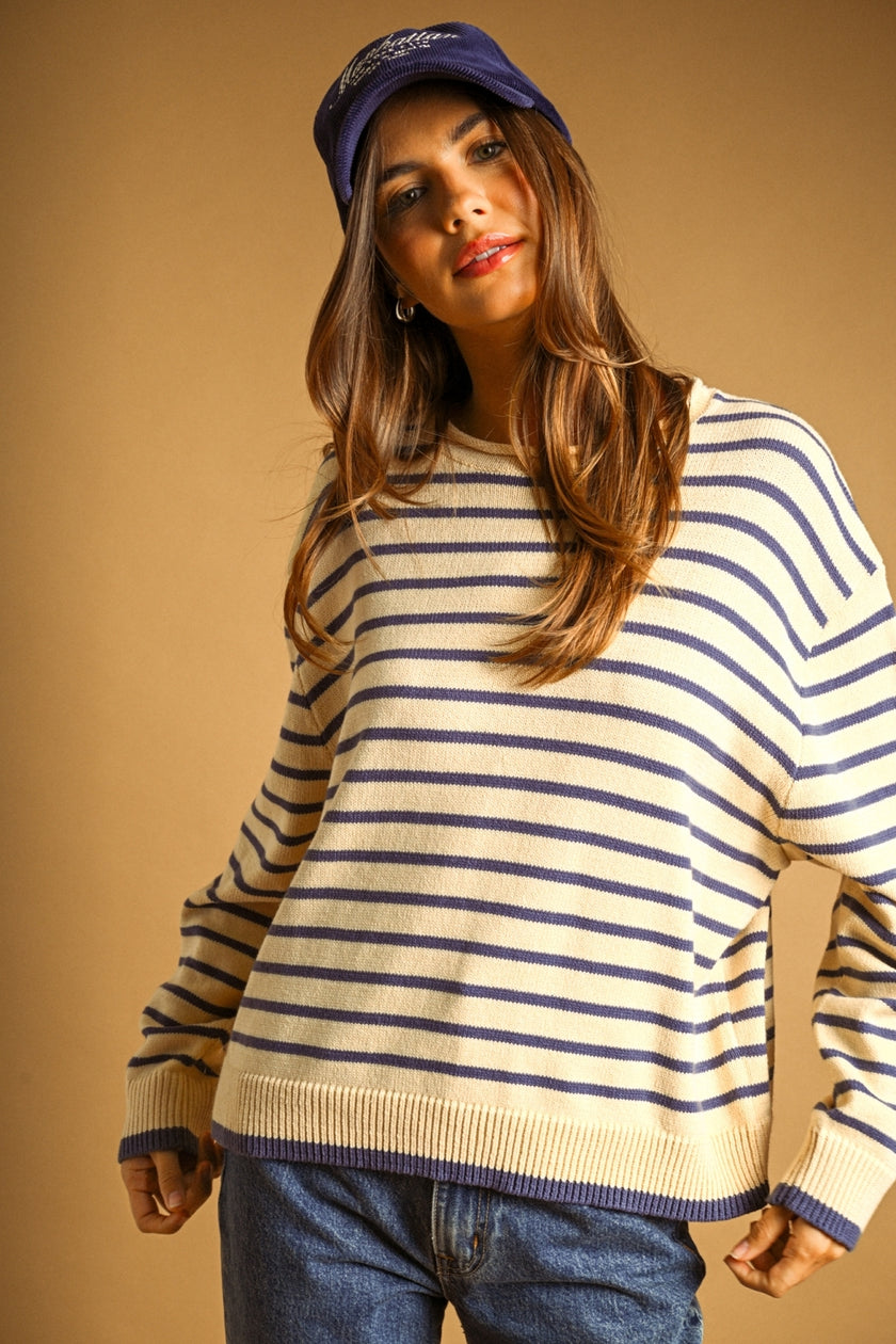 Striped Long Sleeve Sweater Top